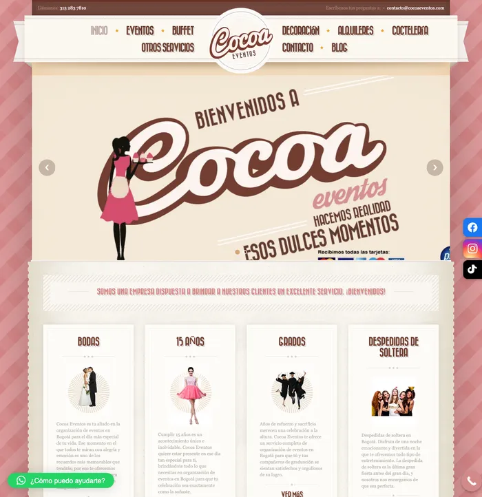 Sitio web de cocoaeventos.com