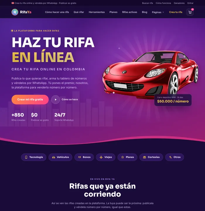 Sitio web de rifayacolombia.com