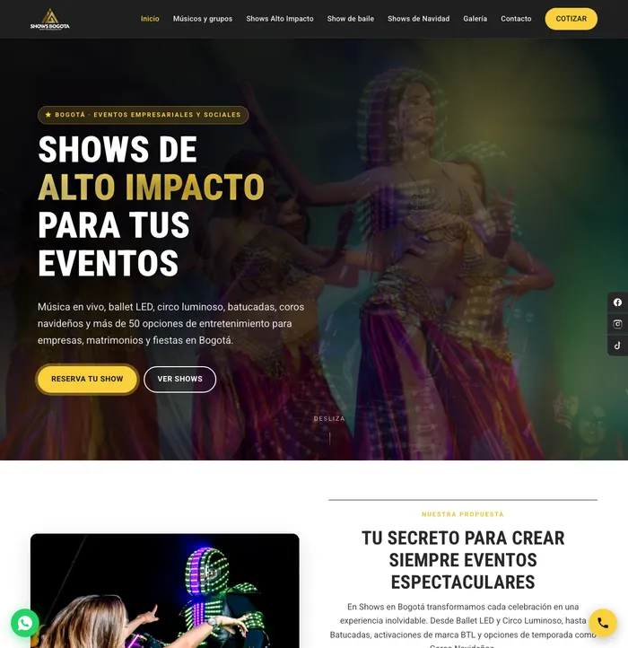Sitio web de showsbogota.com
