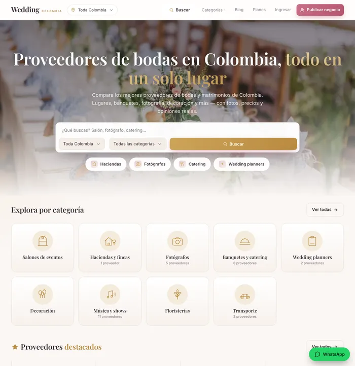 Sitio web de weddingcolombia.com.co